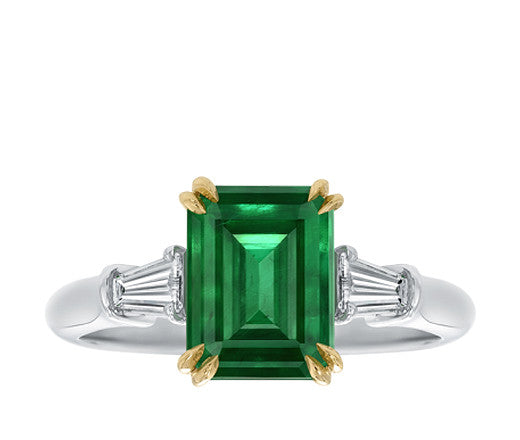 Green emerald clearance baguette ring